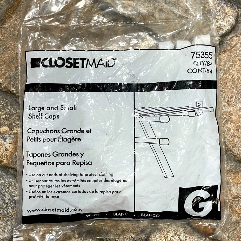NWT: ClosetMaid Large & Small Shelf Caps (84) Item #75355